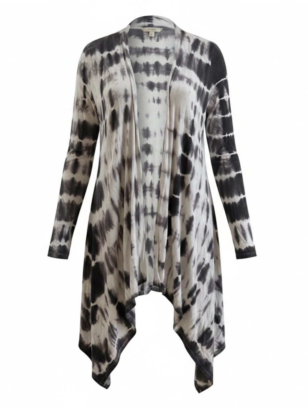 Kenar Cardigan Women’s S Gray/White Tie-dye Waterfall Hem Longsleeve Comfort Fit